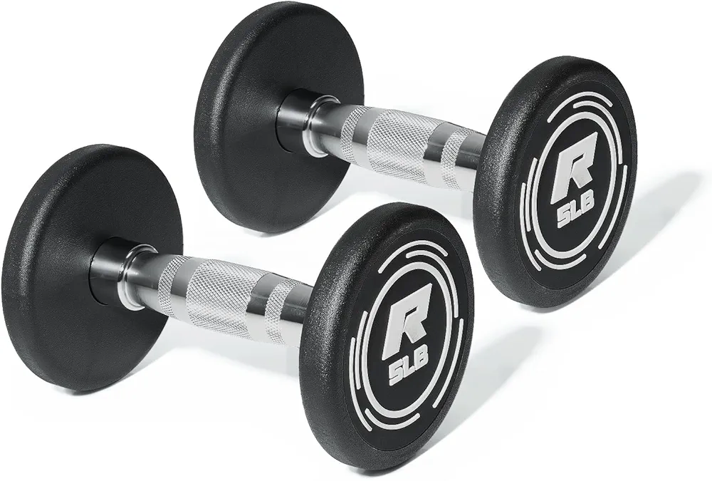 RitFit 5-250 LBS PVC Encased Round Dumbbell sets with Knurled Handle and Optional Rack, Strength Training Equipment for Home Gym