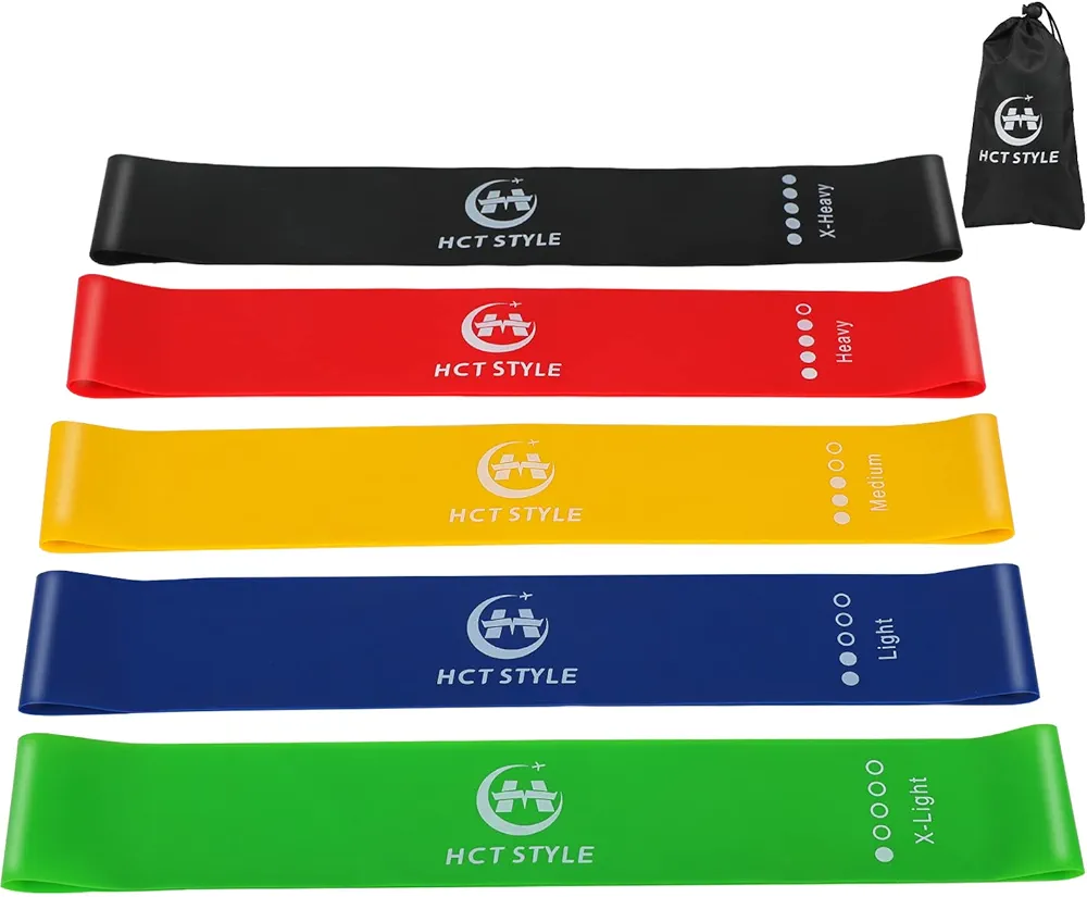 Exercise Bands Resistance Bands for Working Out Set 5 for Yoga Pilates,Elastic Workout Bands Fitness Bands Resistance Natural Latex with Exercise Instructions E Carry Bag