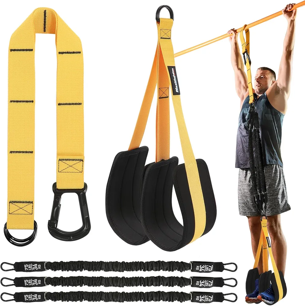 Adjustable Pull Up Assistance Bands with Fabric Feet Mats for Strength Training, Pull-Up Bar Workouts, and Resistance Training