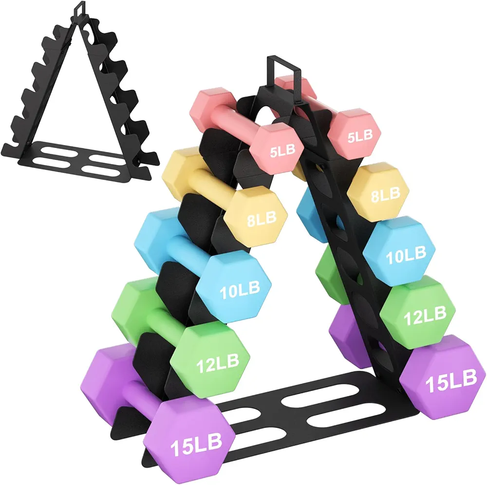 Dumbbell Rack(Dumbbells not included),A-Frame Metal Dumbbell Holder with Handle,Multilevel Weight Storage Organizer for Dumbbells,Tree Shape Compact Weight Rack/Holder,Perfect for Women Home Gym