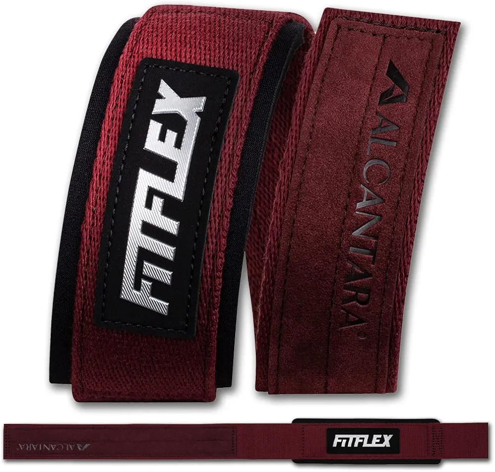 Fit Flex Alcantara Lifting Straps for Weight Lifting - Padded Wrist Straps for Deadlift, Barbell, Weightlifting, Fitness and Gym