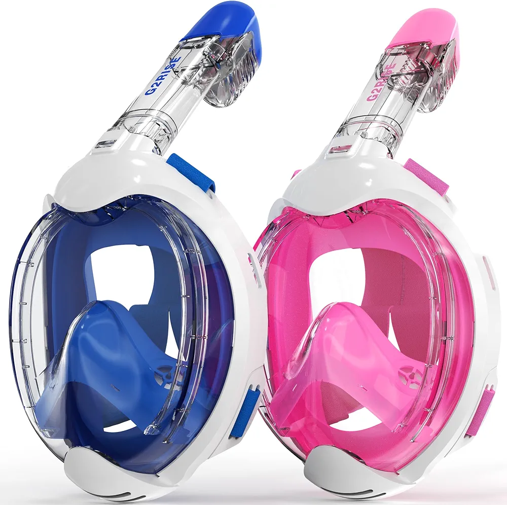 G2RISE Kids Snorkel Mask Full Face Snorkel Set, Snorkeling Gear for Kids with 180 Degree Panoramic View, Anti-Leak & Anti-Fog