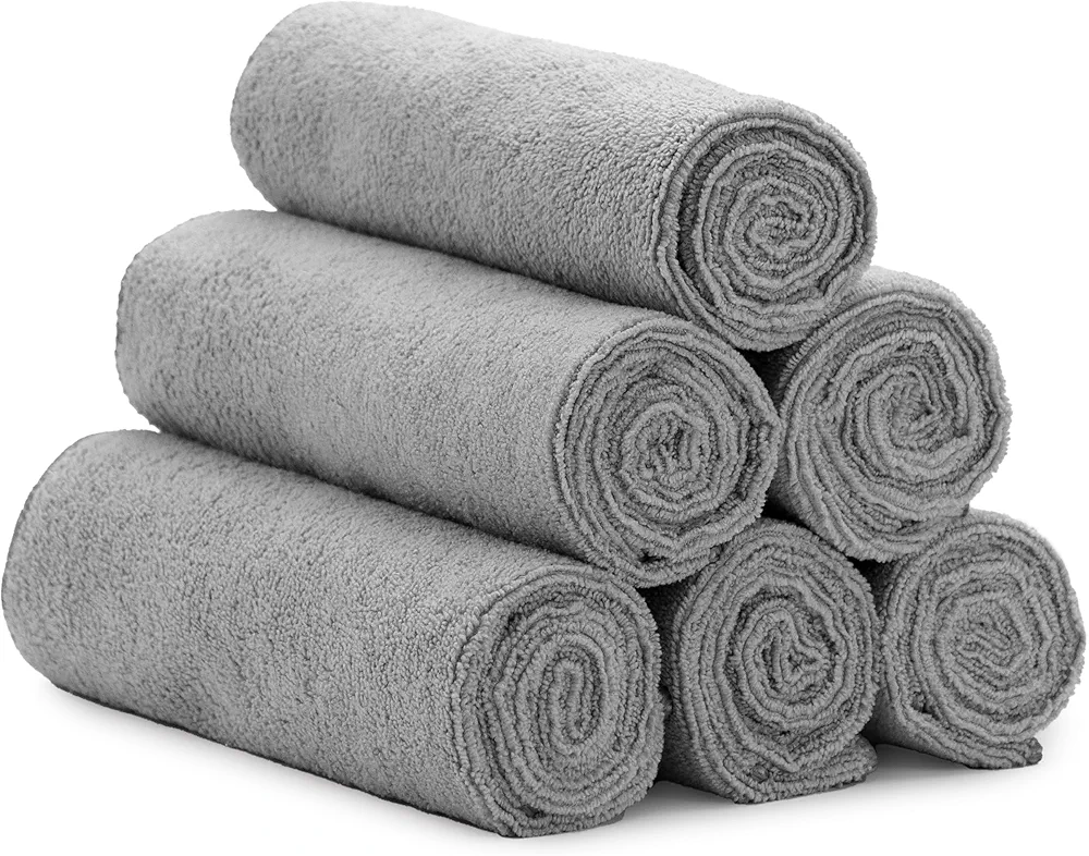 S&T INC. Microfiber Sweat Towel for Gym, Yoga Towel for Home Gym, Workout Towels for Gym Bag, 16 Inch x 27 Inch, 6 Pack