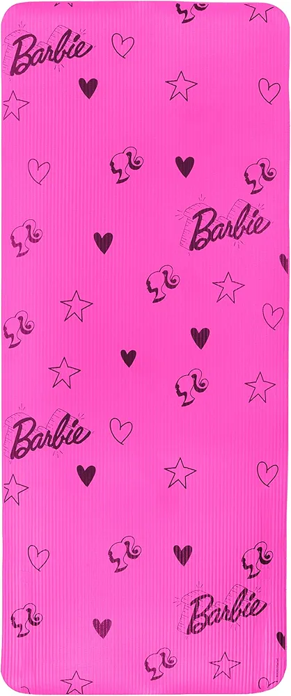 Barbie Love Out Loud Kids Exercise Mat Non Slip, All Purpose NBR Fitness and Workout Mat for Boys and Girls, Pink, 10 mm