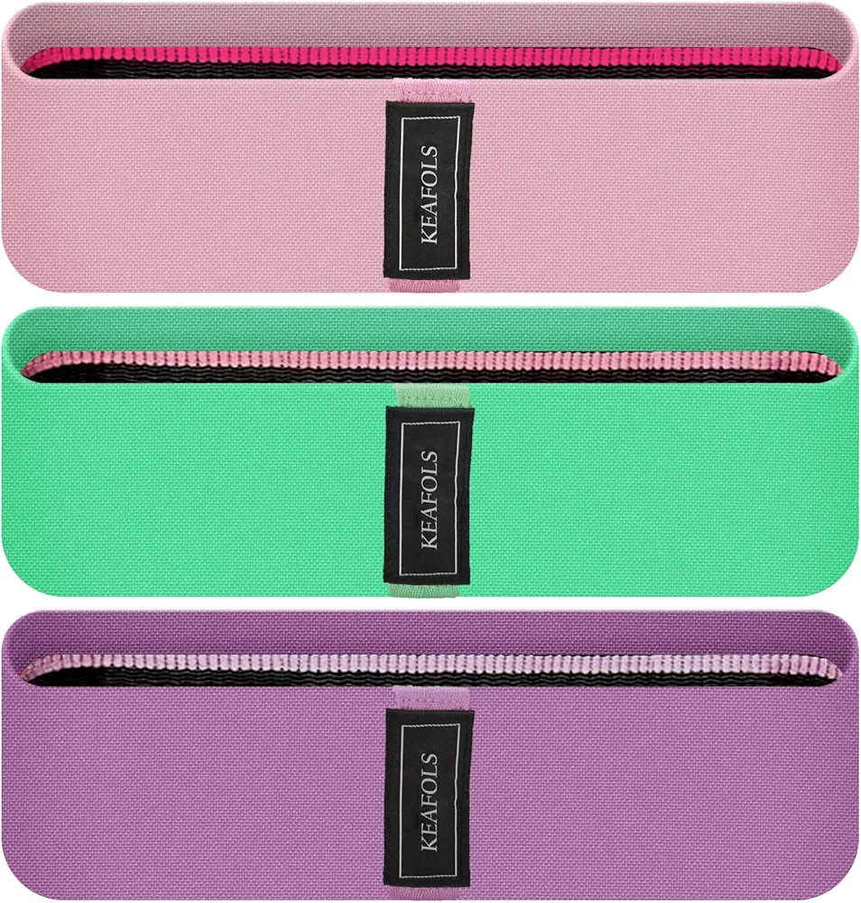 Premium Fabric Resistance Band for Arm Butt Leg Workout Yoga Stretch Pilates 3 Level Bands Set with Carrying Bag