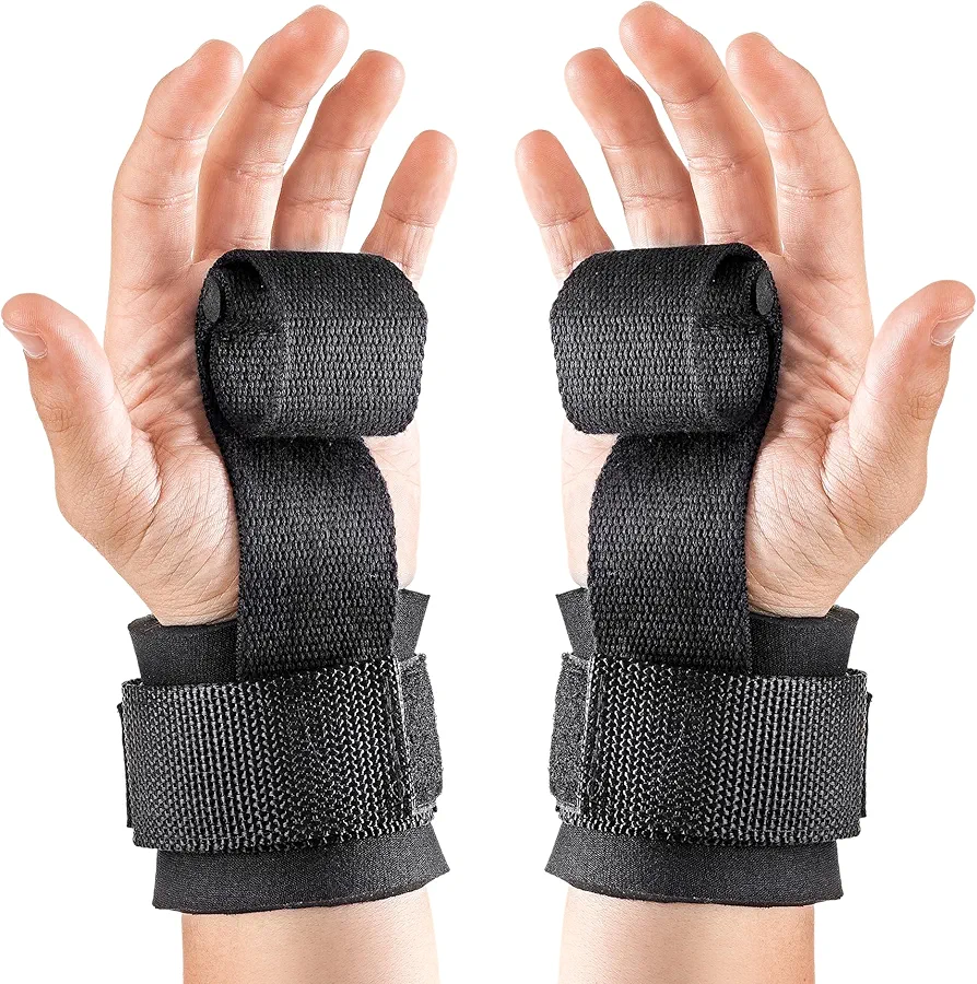 Maxi Wrist Straps for Weightlifting - Wrist Brace, Gym Accessories, Wrist Wraps, Hand Bands for Dumbells & Bars, Workout Equipment - Non-Slip Grip, Adjustable Stripe - Black, One Size
