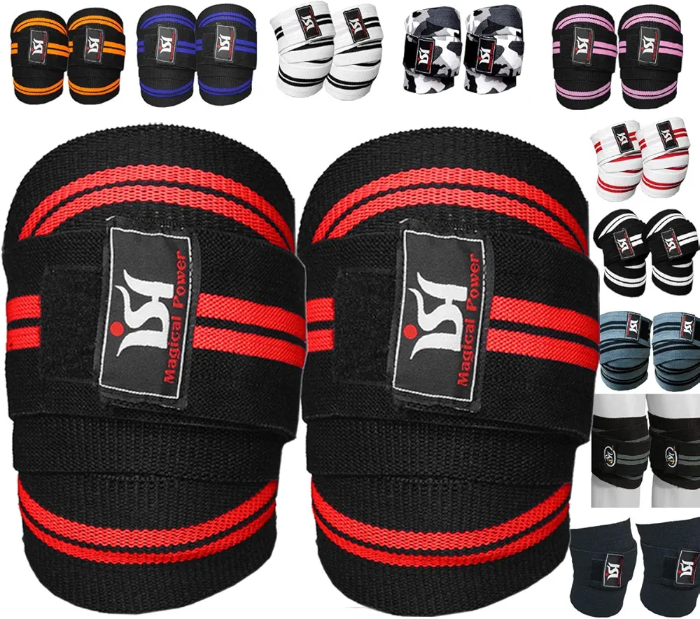 Knee Wraps for Cross fit Training Gym Weightlifting Powerlifting Squats Fitness Workout Straps (Pair)
