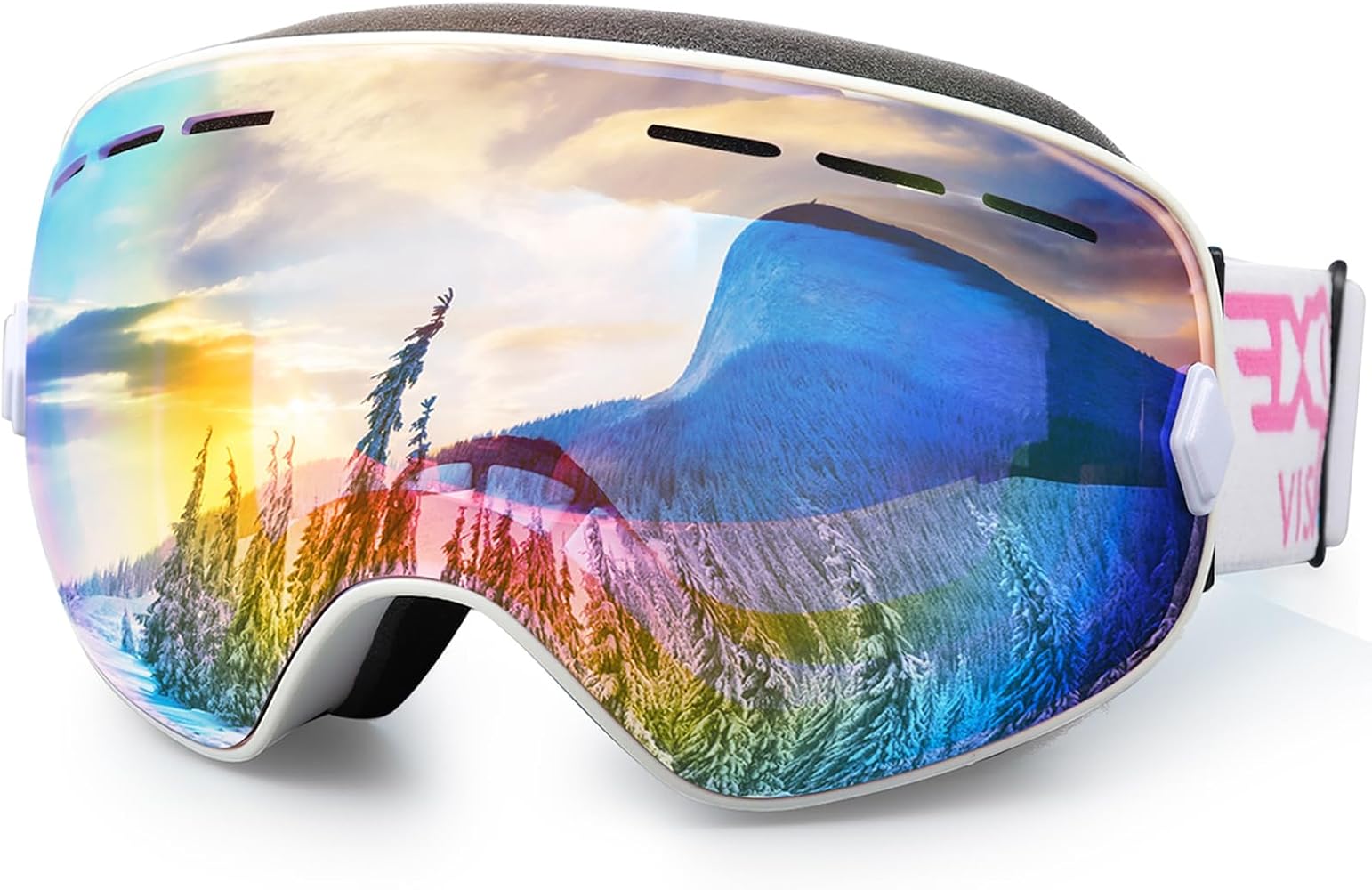 EXP VISION Snowboard Ski Goggles Men Women Youth, Anti Fog OTG Winter Snow Goggles Spherical Detachable Lens