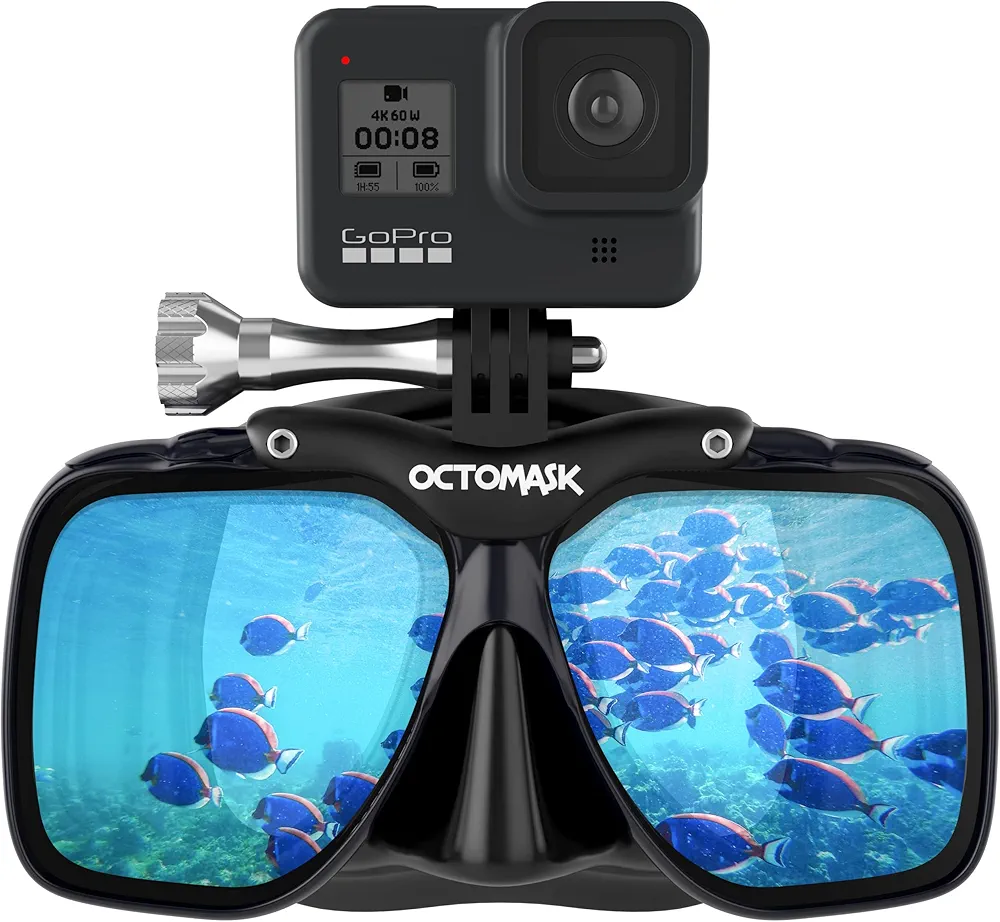 Scuba Mask w/ Mount for All GoPro Hero Cameras for Scuba Diving, Snorkeling, Freediving