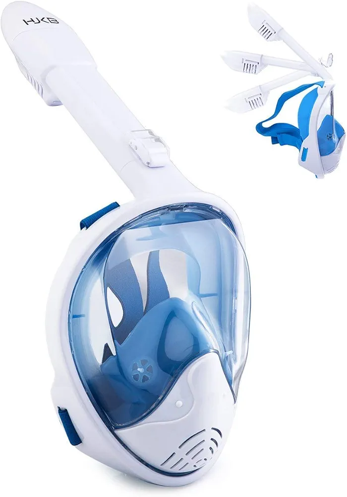 KUSKY Full Face Snorkel Mask (KUSKY-White-Blue, Small/Medium)
