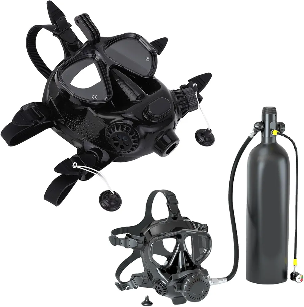 Full Face Snorkel Mask, Full Face Diving Goggle, Anti Fog Leakproof 180° Panoramic View Silicone Face Goggle with Camera Mount for Underwater Snorkeling