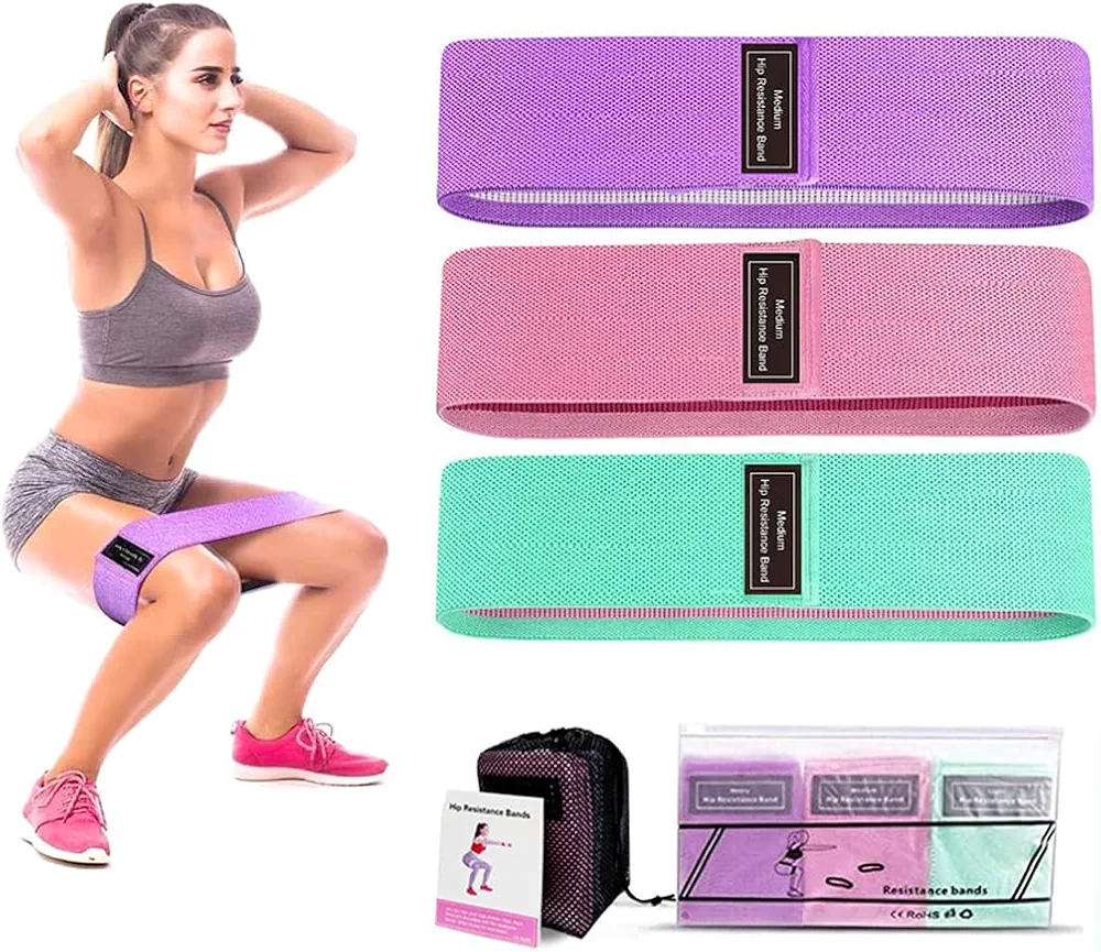 3 Levels Fabric Resistance Bands Set, Booty Bands for Working Out, Exercise Bands for Legs and Butt, Fitness Loop Bands for Women and Men, Non-Slip Stretch Bands