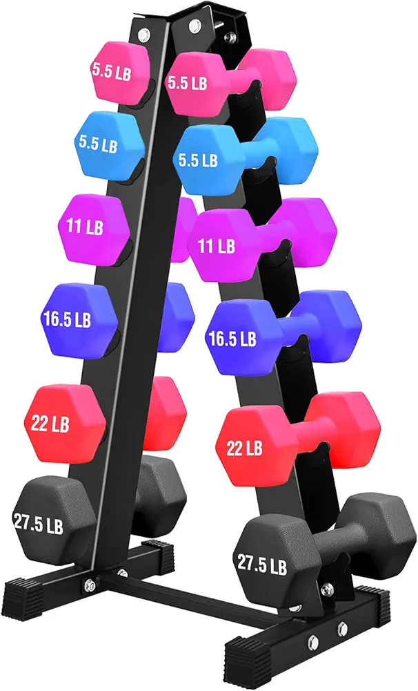6 Tier A-Frame Dumbbell Rack Stand, Free Weights Dumbbell Holder Only, Compact Weights Storage Racks for Home Gym Exercise Not Include Dumbbells