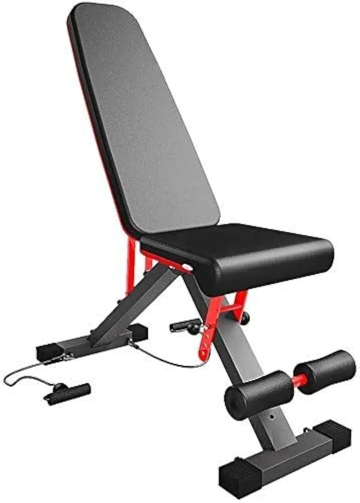 Weight Bench Adjustable, Utility Workout Bench Foldable Sit Up Incline Abs Benchs, Strength Training Bench for Weightlifting,Black