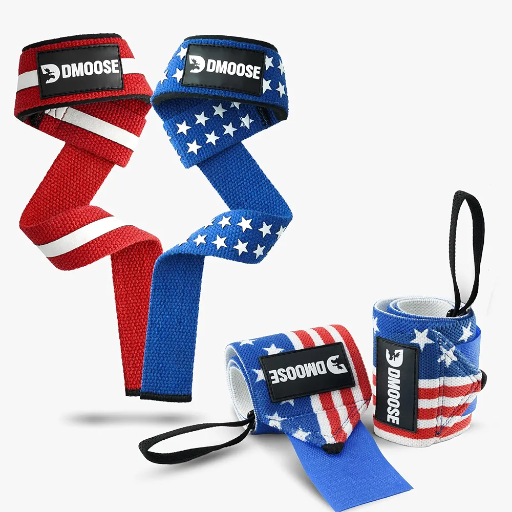 DMoose Fitness Lifting Straps & Wrist Wraps Bundle - Unmatched Support for Weightlifting & Gym Workouts