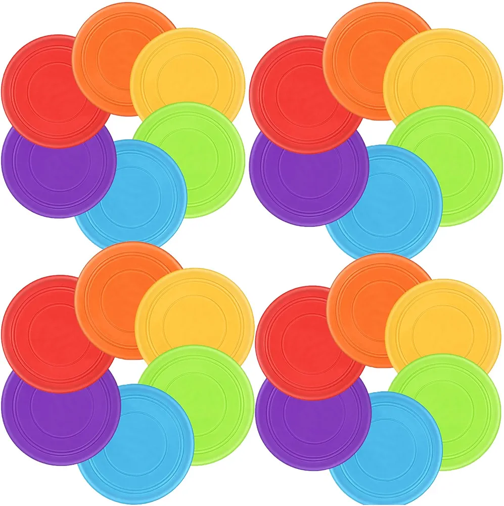 Kids Flying Disc 7 Inch Silicone Flying Disks Set in Bulk for Children Dogs Outdoor Backyard Lawn Sports Games Party Favors, 6 Colors，6/12/24pcs