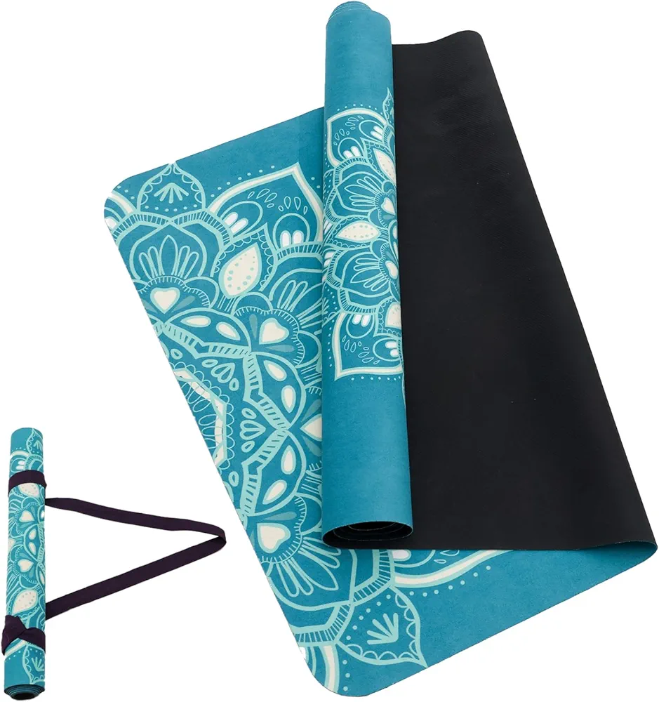 U&M Yoga Mat Non-Slip, Exercise Suede Mat with Carrying Bag for Home Yoga, Pilates & Meditation Stretching, Floor & Fitness Workouts, Fitness Mats Non-Slip Natural Rubber Base & Suede Mat (72'' x 27'' x 1.5mm Thick)
