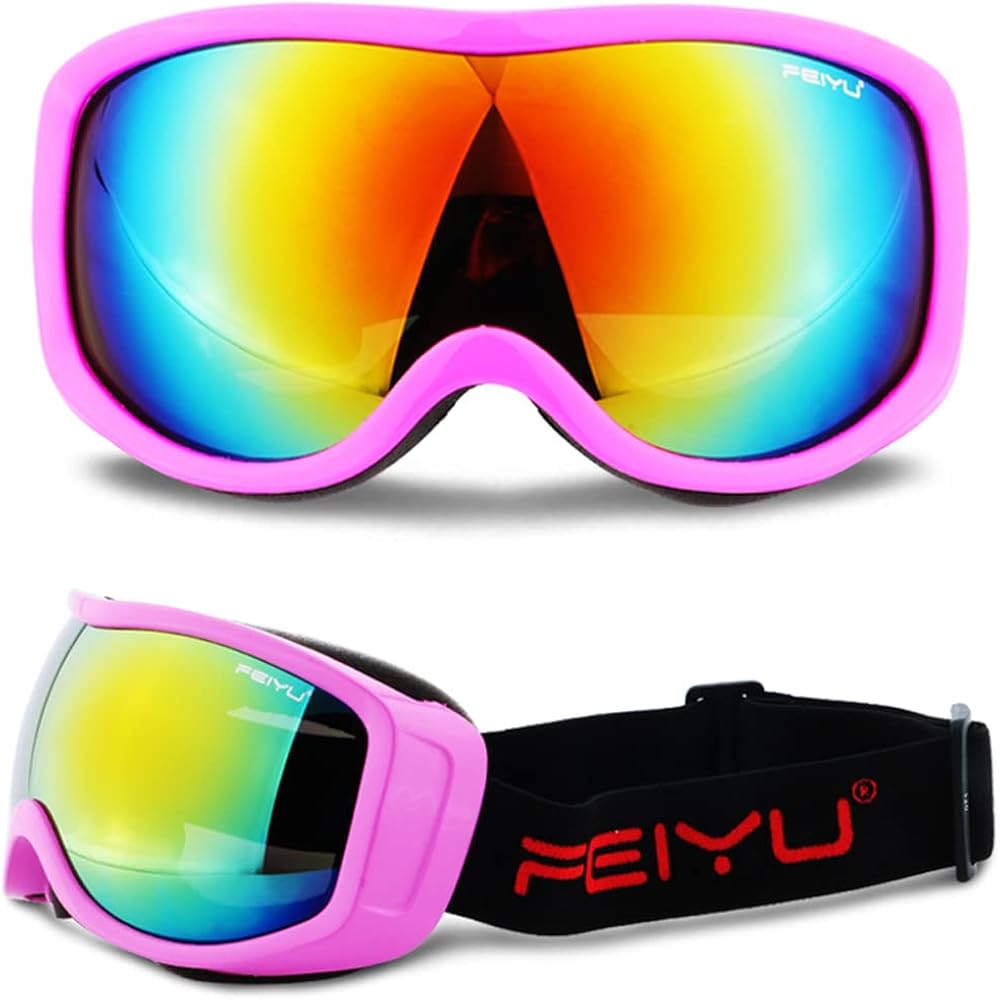 Ski Goggles, Snow Goggles Winter Goggles Mountaineering Goggles Motorcycle Goggles Snowboard Snowbike Goggles (Pink-colorful)