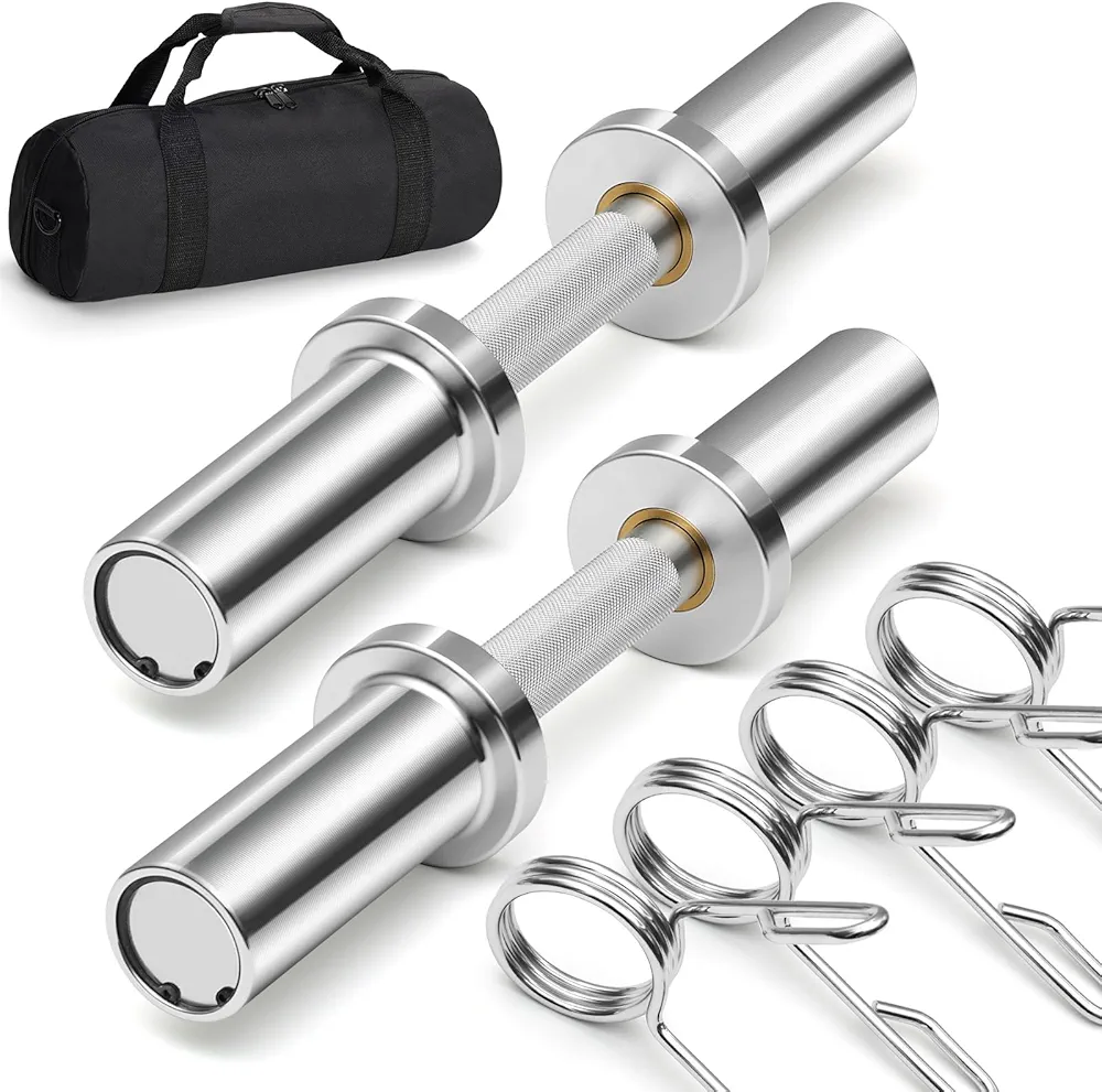 DASKING Pair of 16" Olympic Dumbbell Handles,360°Rotation Dumbbell Bars for 2" Olympic Weight Plates,Heavy Duty Olympic Dumbbell Bar/Handle for Home Gym Strength Training with 2 Pair of Spring Collars