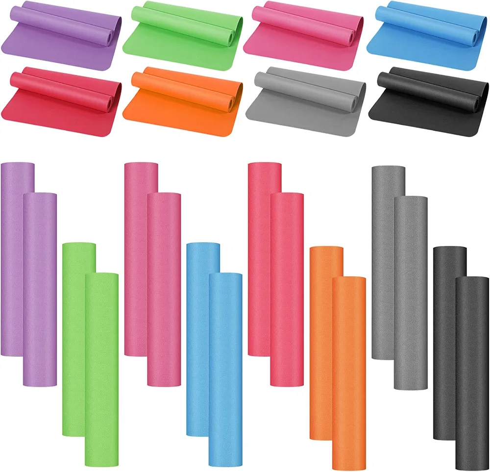 Nuanchu 16 Pack 68" x 24" x 4 mm Yoga Mats Bulk Gym Mats Bundle Thick Eva Yoga Mats for Kids and Adult Latex Free Exercise Mats with Non Slip Texture for Outdoor Yoga, Workout or Pilates