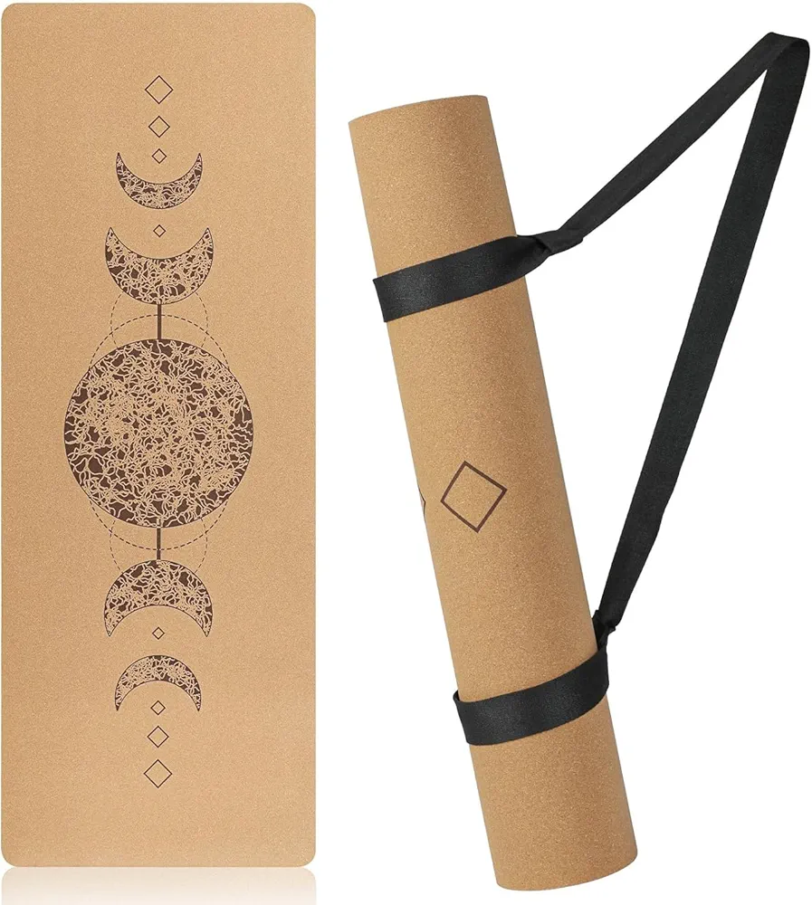 Yoga Mat with Solar Eclipse Print - Natural, Responsibly Sourced Mat for Hot Yoga And Home Practice, Delivers Optimal Cushioning, Stability and 71"x 26" for All Exercise Types
