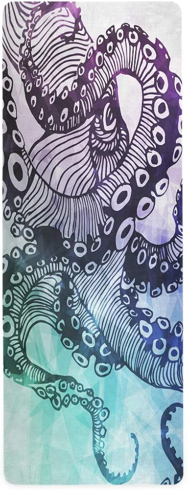 ALAZA Watercolor Octopus Quote Look The World Differently Yoga Mat Non Slip Fitness Exercise Mat, Workout Mat for Yoga, Pilates and Floor Exercises