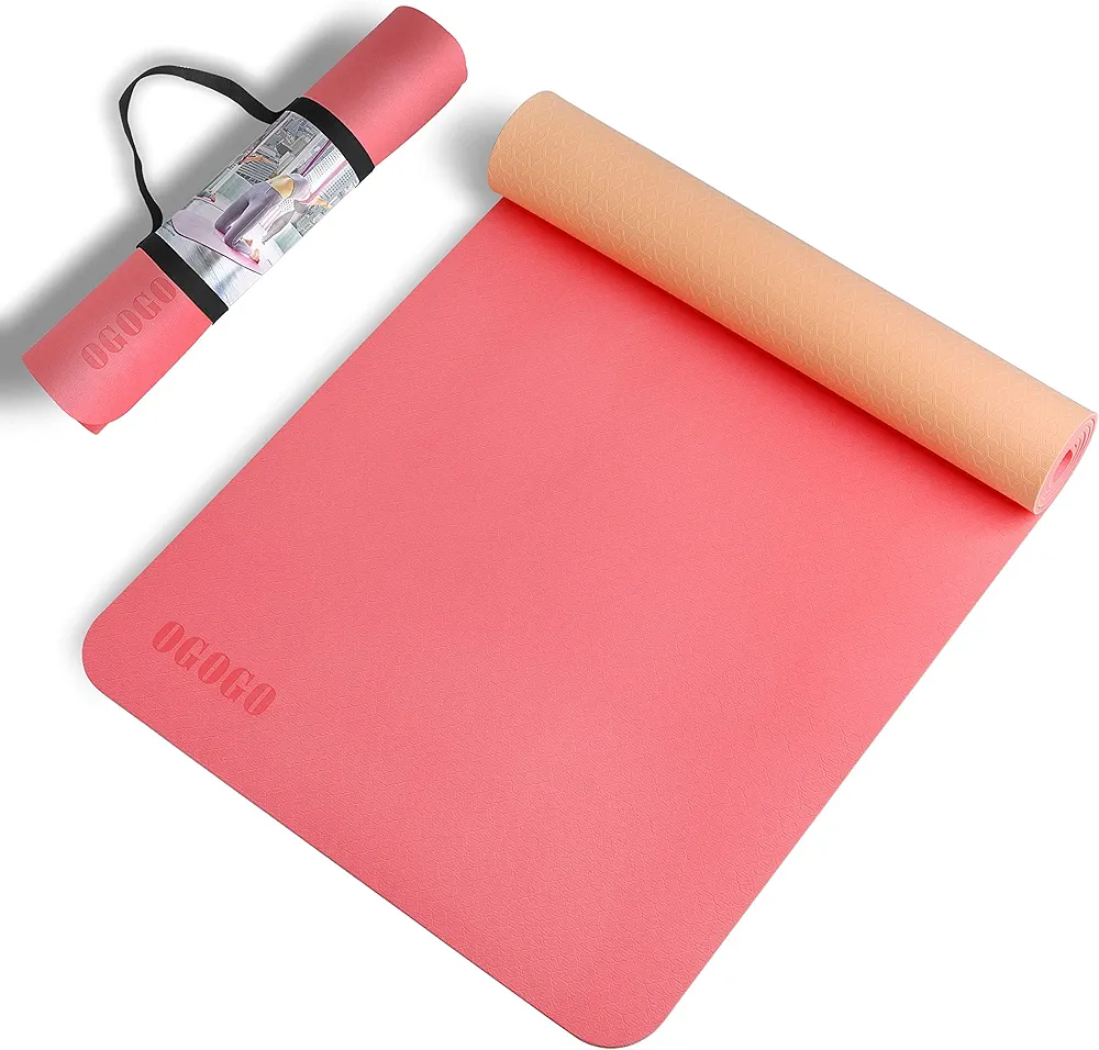 OGOGO Yoga Mat Double-Sided Non Slip,Eco Friendly Exercise Yoga Mat for Men and Women,Thick High Density Pro Mat with Carrying Strap