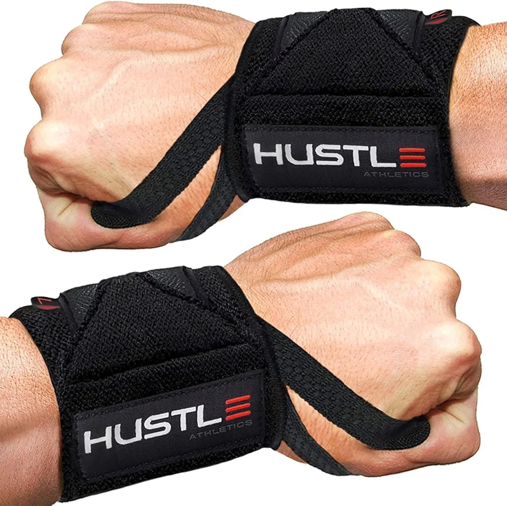 Hustle Athletics Wrist Wraps for Weightlifting - USPA Approved, Best Gym Wrist Straps for Weightlifting Wrist Support for Powerlifting, Bodybuilding & Strength Training -