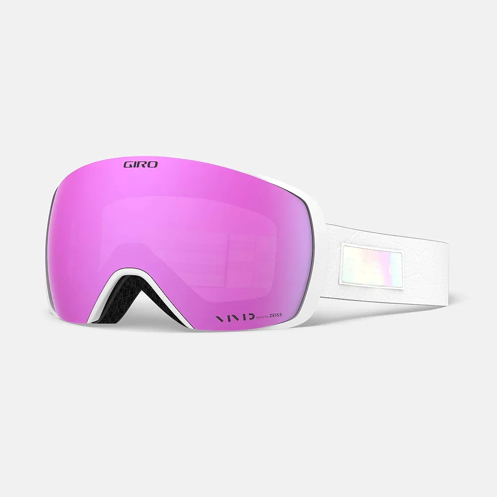 Giro Contact Ski Goggles - Snowboard Goggles for Men & Women - White Iridescent Strap with Vivid Pink/Vivid Infrared Lenses