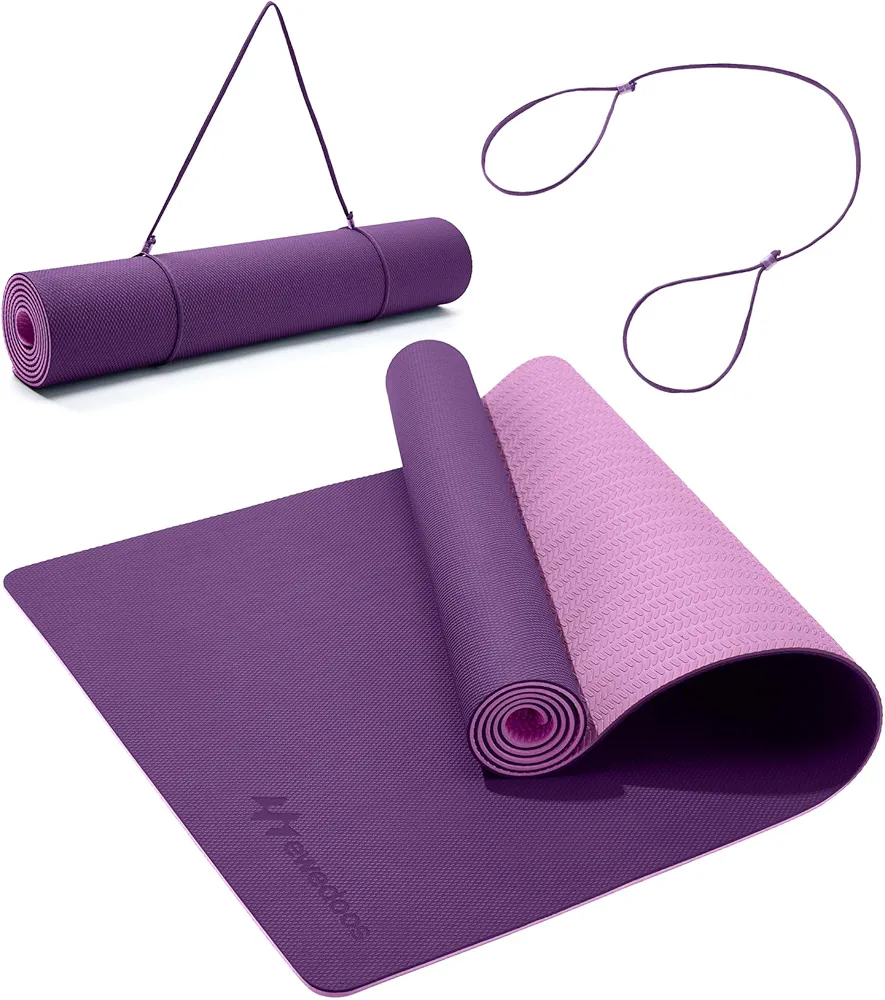 Ewedoos Eco Friendly Yoga Mat Thick TPE Yoga Mat Non Slip Yoga Mats Anti-tear Exercise Workout Mat for Women Men Kids Yoga, Pilates and Fitness