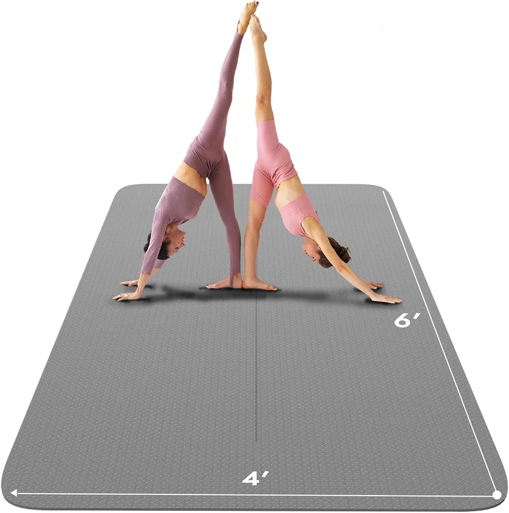 FrenzyBird Large Yoga Mat 6'x 4'（72”x 48”）—1/4" &1/3" Extra Wide Exercise Mat 183cm x 122cm Large Exercise Mat Big Home Yoga Mat Pilates Mat,Non Slip,Thick,TPE Workout Mat,for Women & Men, Yoga, Pilates, Gym and Floor Workouts Pilates,Gym and Floor Workouts