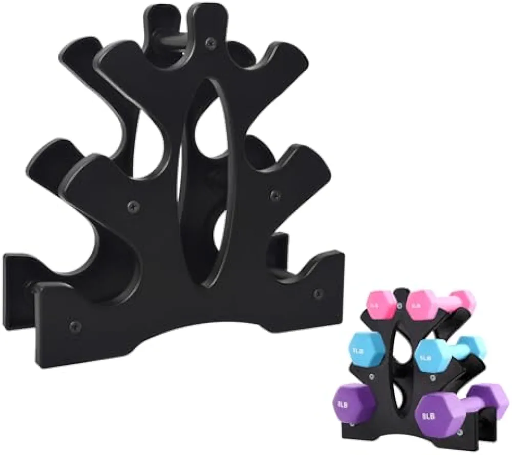 Weight Rack for Dumbbells 3 Tier, Plastic Dumbell Rack, Compact Weight Holders for Free Weights, Space Saver, Small Weight Storage Racks for Home Gym Organization, Max Load 22 lb (Without Dumbbells)