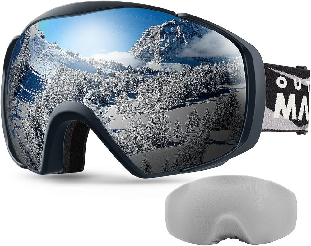 OutdoorMaster Ski Goggles with Cover Snowboard Snow Goggles OTG Anti-Fog