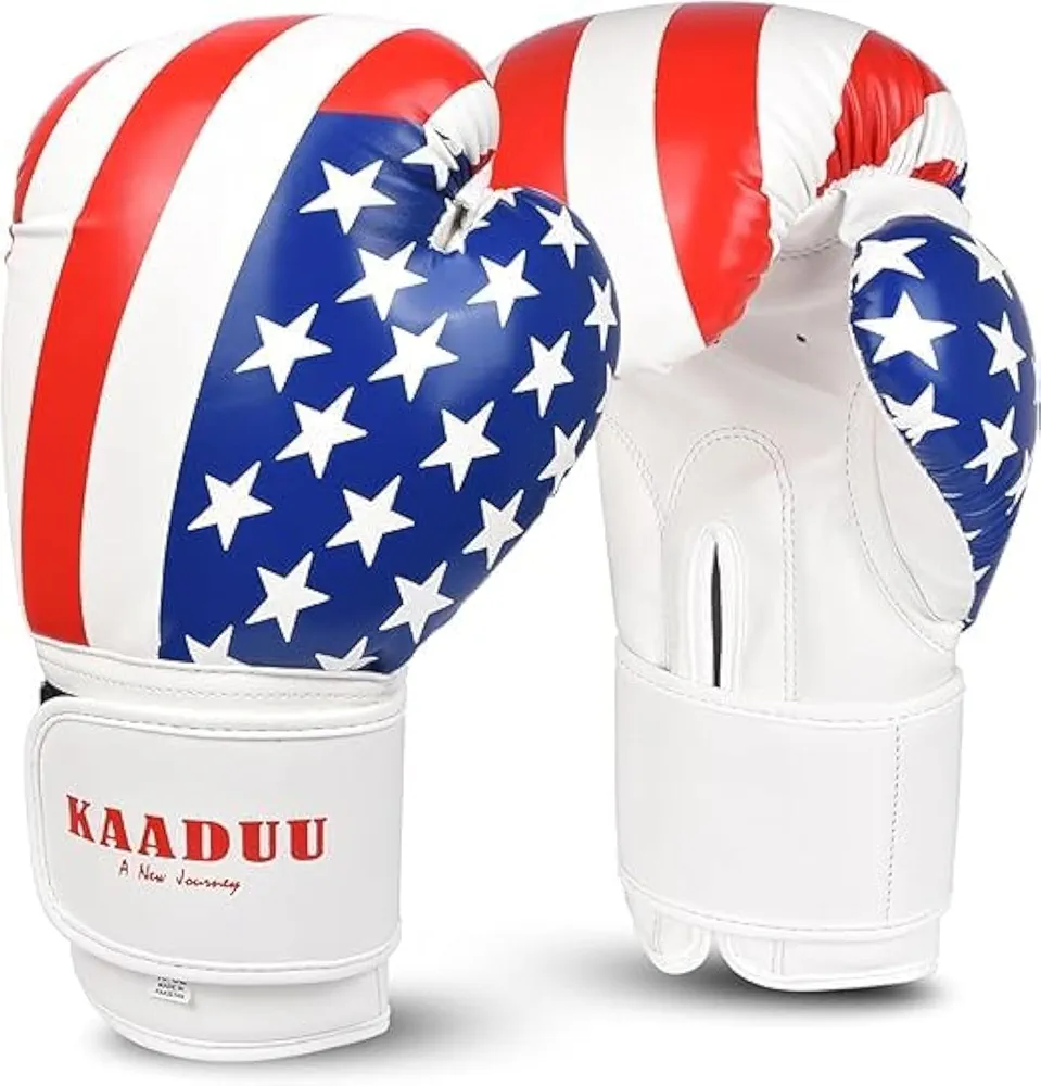 USA Flag Boxing Gloves for Men & Women, Boxing Training Gloves, Kickboxing Gloves, Sparring Punching Gloves, Heavy Bag Workout Gloves for Boxing, Muay Thai, American Flag Boxing Gloves