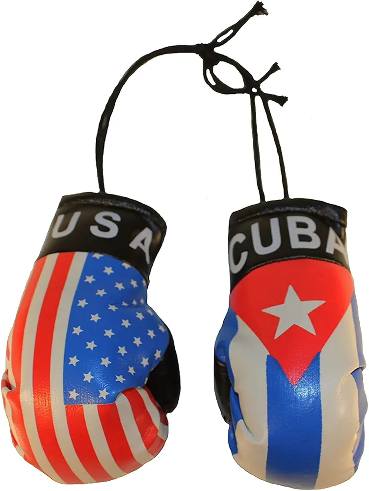 USA & CUBA Country Flags Mini BOXING GLOVES .. New