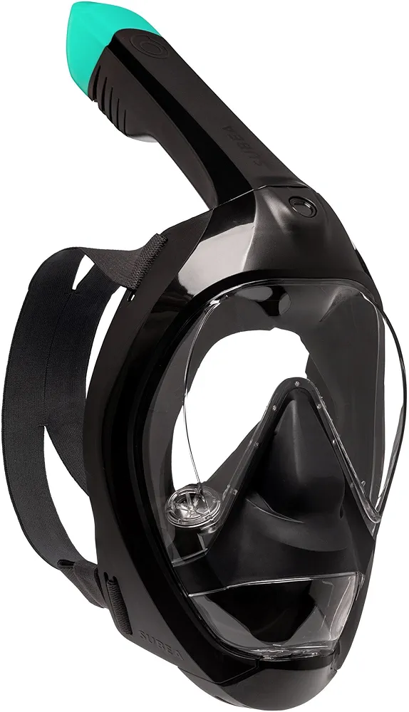 TRIBORD SUBEA EASYBREATH (2024 Version) Full FACE Anti-Fog Snorkel MASK with A Secure Lock and & Optional Camera Mount - for Adults OR Kids, Black