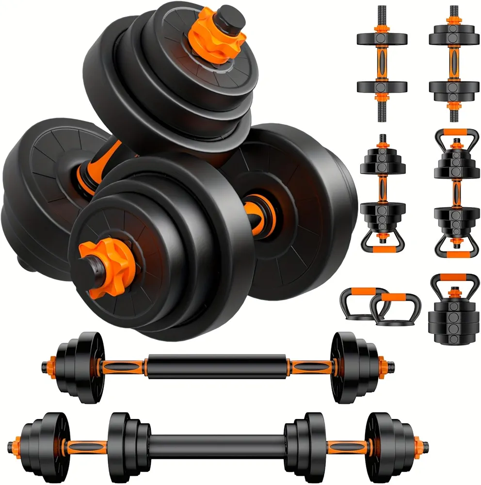 Adjustable Dumbbell Set 22LBS/44LBS, 4 in 1 Barbell Weight Set for Women Men, Free Weights Exercise & Fitness Dumbbells for Home Gym, Hand Weightlifting Muscle Strength Training