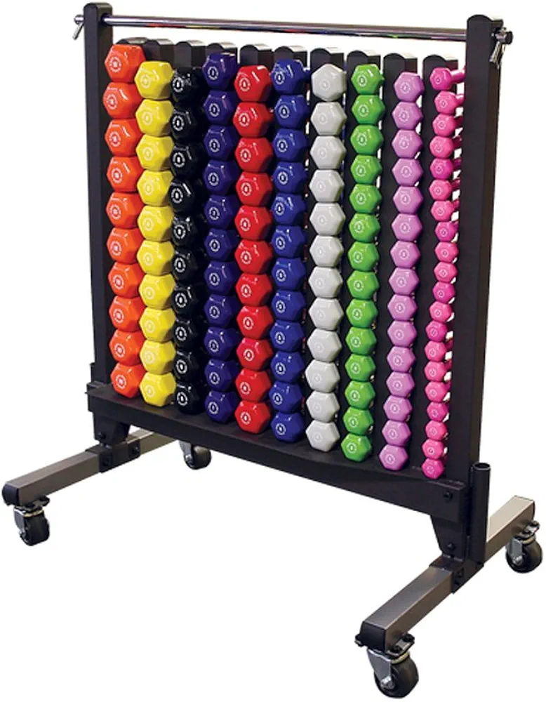 Body-Solid 50 Pairs Neoprene Dumbbell Set with Rack - Easy Grip, Color-Coordinated Weight Set for Jogging, Aerobics, Physical Therapy, Yoga, and General Exercise - 1 to 10lbs. (10 each)