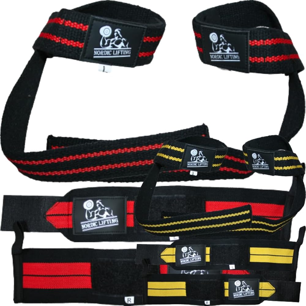Wrist Wraps & Lifting Straps - Red Bundle with Wrist Wraps 1p - Yellow