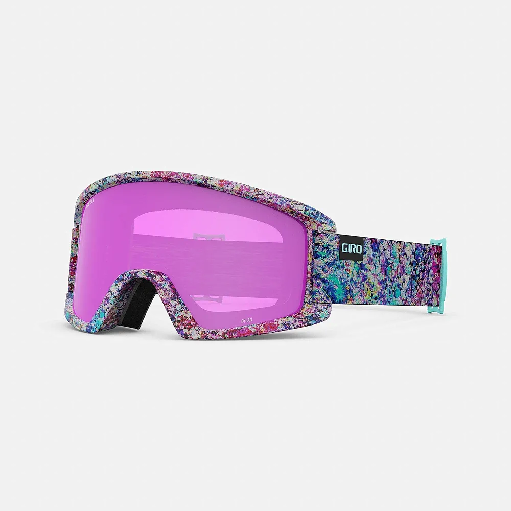 Giro Dylan Ski Goggles - Snowboard Goggles for Women & Youth - Pink Data Mosh Strap with Amber Pink/Yellow Lenses