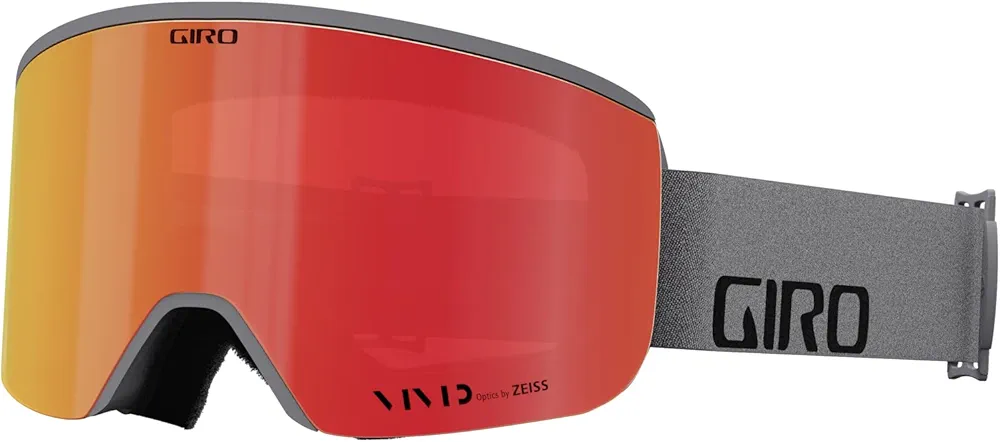 Giro Axis Ski Goggles - Snowboard Goggles for Men - Grey Wordmark Strap with Vivid Ember/Vivid Infrared Lenses