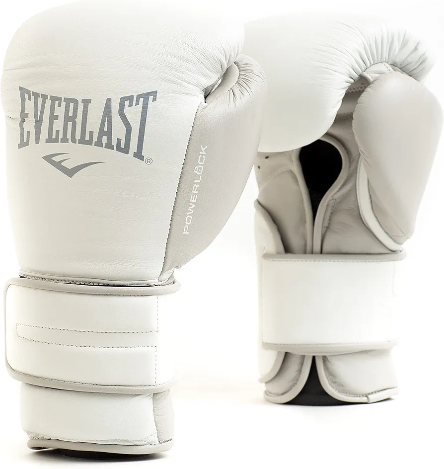 Everlast Powerlock 2 Boxing Gloves | Pro Flight Gloves | Secure Fit Hook and Loop with Triple-Layer Foam & Wrist Support for Injury Prevention | Heavy Bag & Speedbag Training (10oz | White)