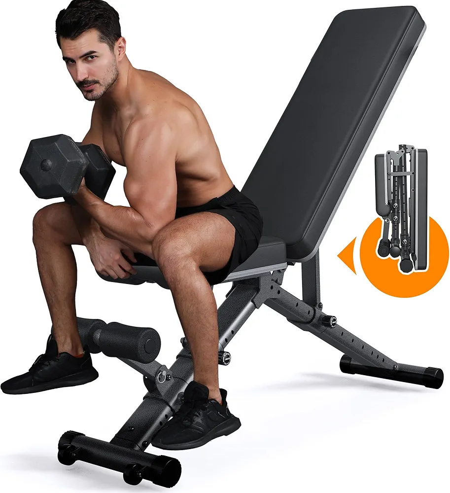 2024 New Version Weight Bench,90° Adjustable Workout Bench,800 LB High Capacity,Incline Decline Bench for Home Gym, Effortless Assembly Foldable Training Lifting Bench