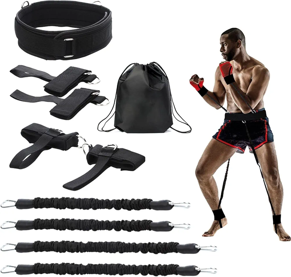 Boxing Resistance Bands, Leg Strength and Agility Speed Resistance Bands Trainer Exercise Power Punch Pro for MMA, Karate Combat, Boxing Basketball Football Training Equipment