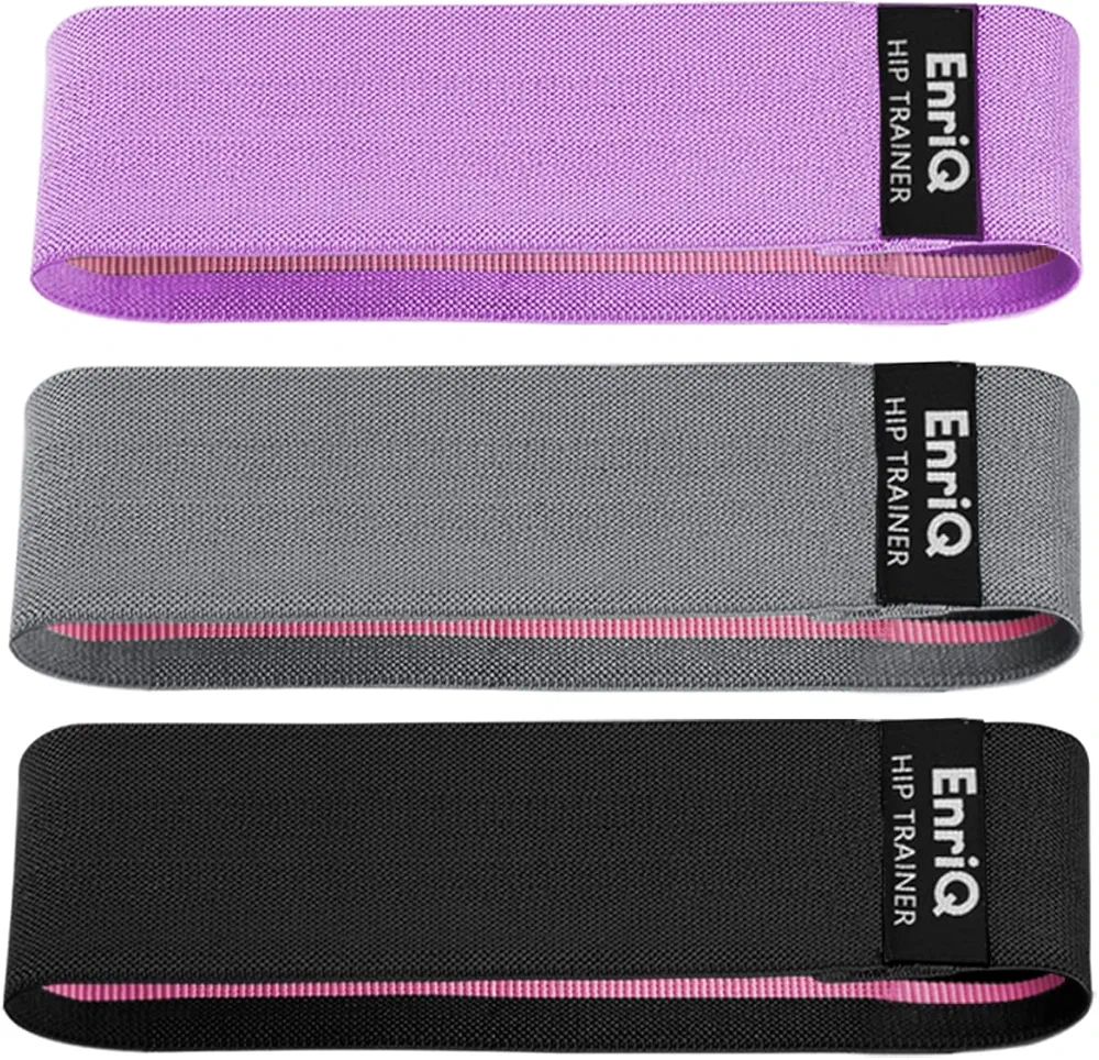 EnriQ Booty Bands Fabric Resistance Bands for Legs and Butt - Non Slip Cloth Hip Bands Elastic Workout Bands - Activate Glutes and Thighs - Made of Premium Elastic Fabric