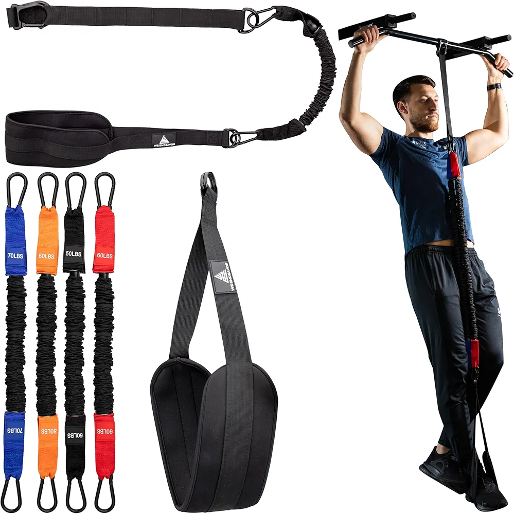 Endeavor Pull Up Assistance Bands 260lbs, Heavy Duty Pull Up Resistance Bands with Adjustable Height and Resistance and Foot Rest - Pull Up Assist Band with 4 Different Resistance Band Levels