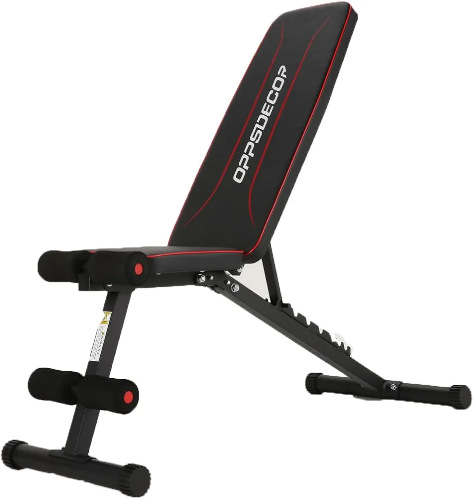 OPPSDECOR Adjustable Workout Bench Set with Fast Folding Muti-functional Weight Bench Press for Full Body Workout