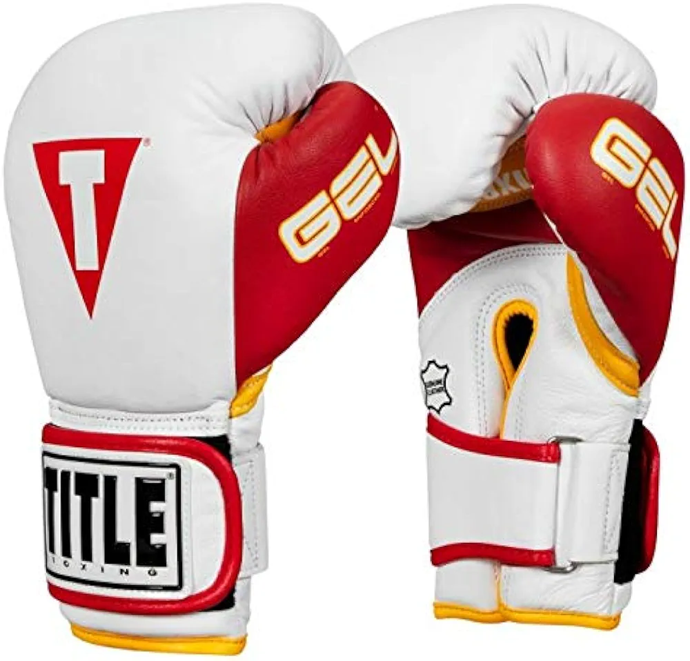 Title Boxing Gel World V2T Bag Gloves, White/Red/Gold, Large
