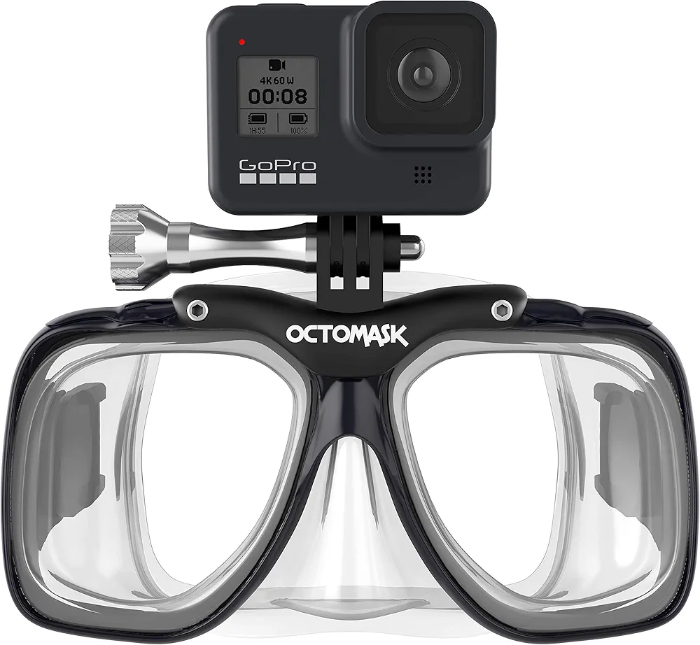 Scuba Mask w/ Mount for All GoPro Hero Cameras for Scuba Diving, Snorkeling, Freediving
