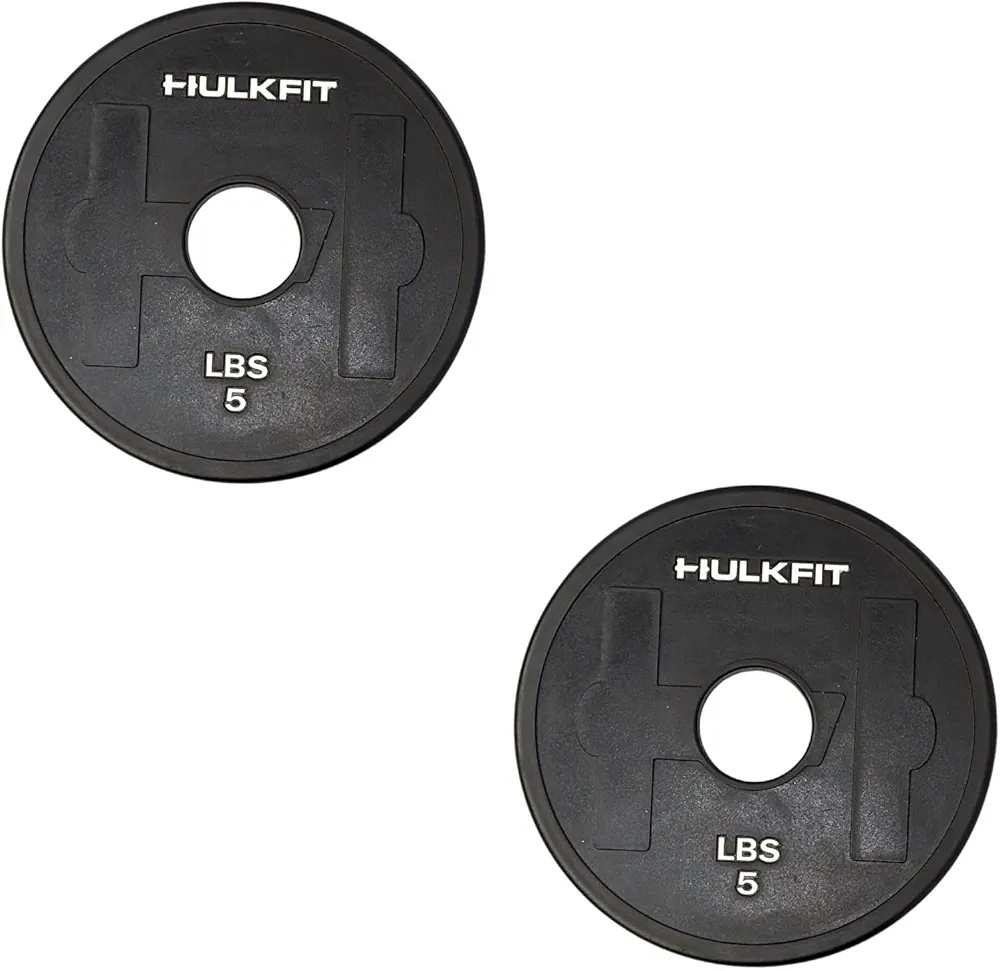2-inch Rubber Coated Steel Weight Plates Set for Loadable Dumbbell Bar & Plate Only Strength Training - Black